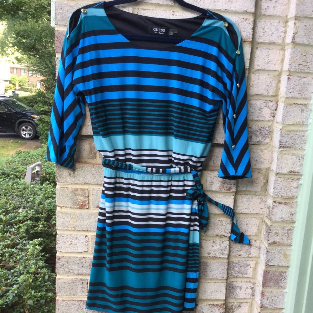 Guess Stripes Print Midi Dress